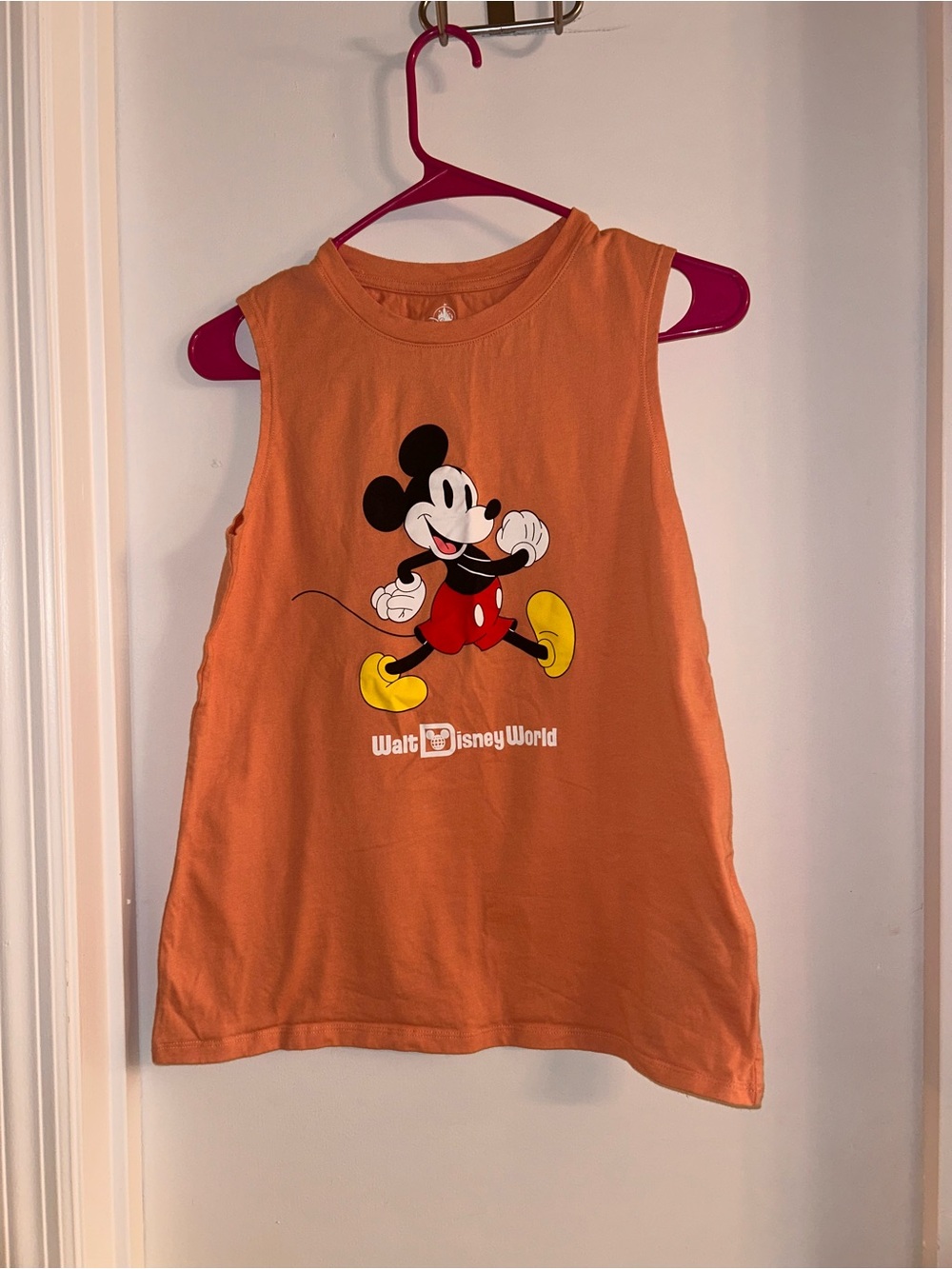 Disney Orange Mickey Mouse Tank Top with Yellow Shoe Graphic